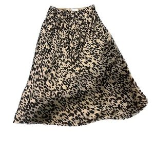 Silk Cheetah Print Midi Skirt
